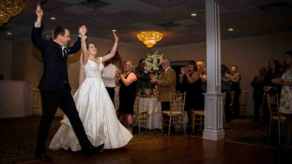 Bride and groom are introduced to their guest at the start of the reception at Bradford Estate.