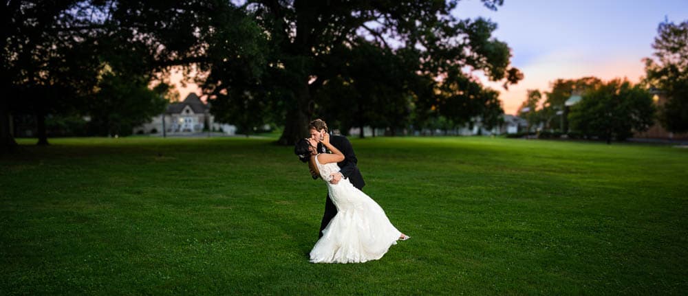 Sunset photo with Matt and Alana at the Collingswood Grand Ballroom Wedding.