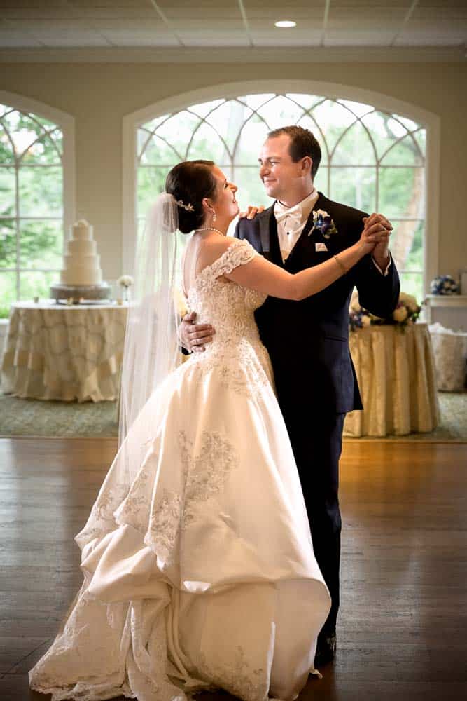 The first dance with the bride and groom at the beginning of the reception at Bradford Estate.