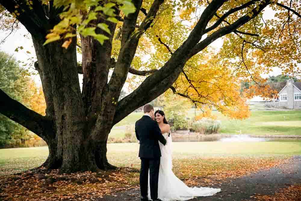 Bride and groom first look Legacy Club at Woodcrest in Cherry Hill NJ