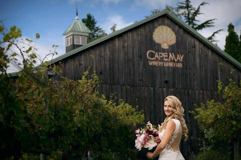 Bride outside the Cape May Winery Vineyards