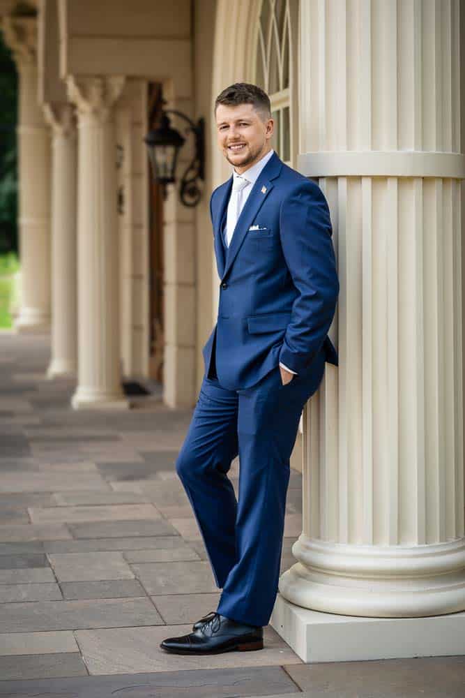 Groom portrait outside Brigalias in Sicklerville NJ