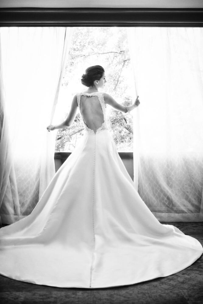 Bridal portrait back of dress at Indian Spring in Marlton NJ