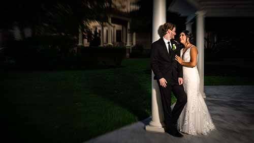 Romantic Collingswood Grand Ballroom Wedding evening photograph with bride and groom.