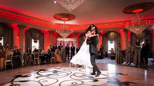 Bride and Groom during their first dance at Luciens Manor